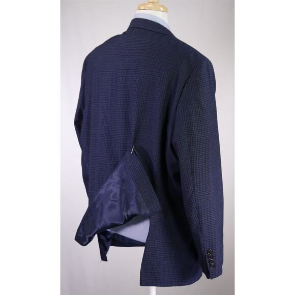 Lauren Ralph Lauren Mens Blue Brown Gingham Check Wool 2Btn Sportcoat Blazer 52R - Picture 6 of 8